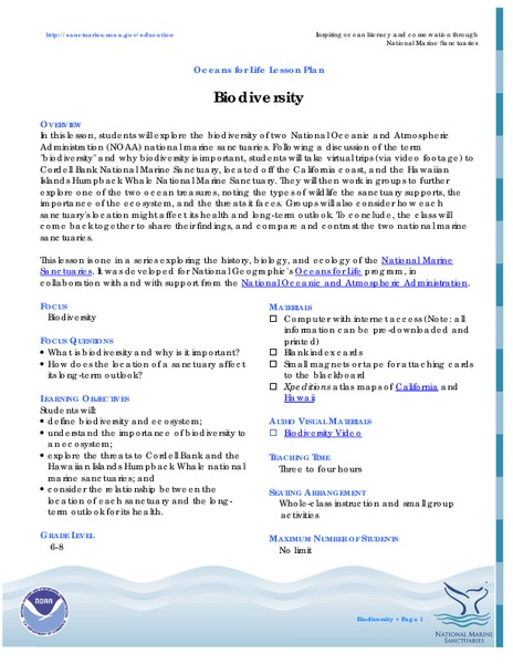 Biodiversity Lesson Plan