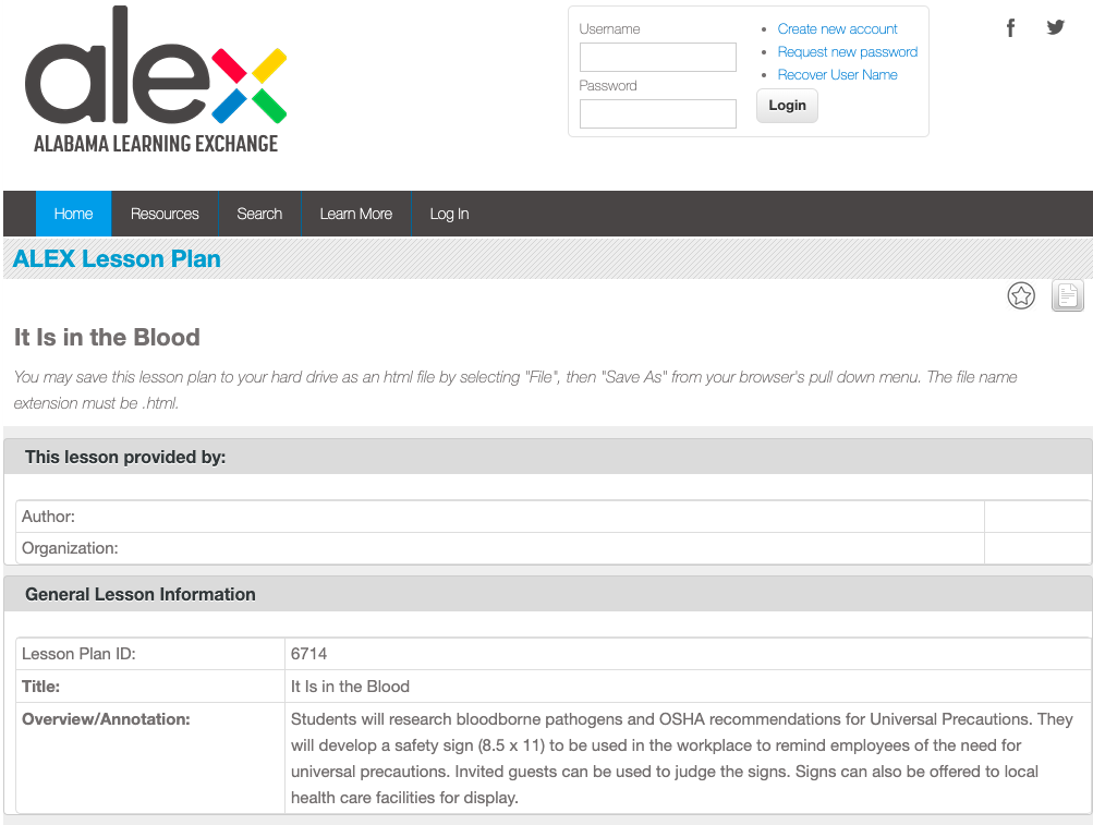 It Is in the Blood Lesson Plan