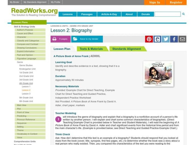 Biography Lesson Plan