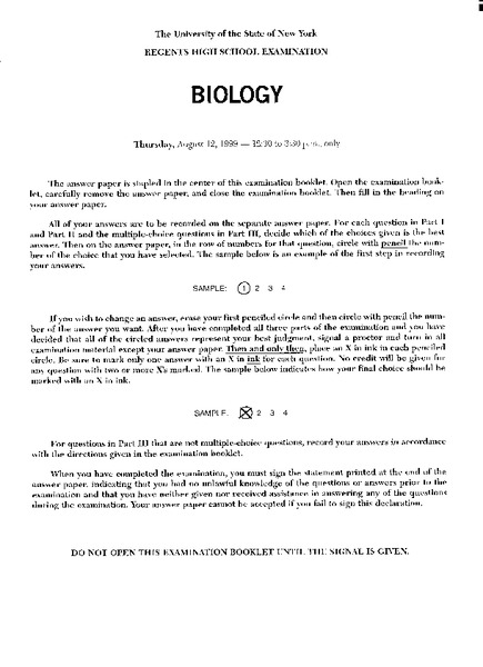 Biology Worksheet
