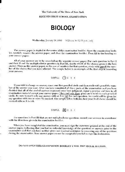 Biology Worksheet