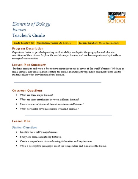 Biomes Lesson Plan