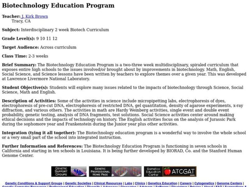 Biotechnology Lesson Plan