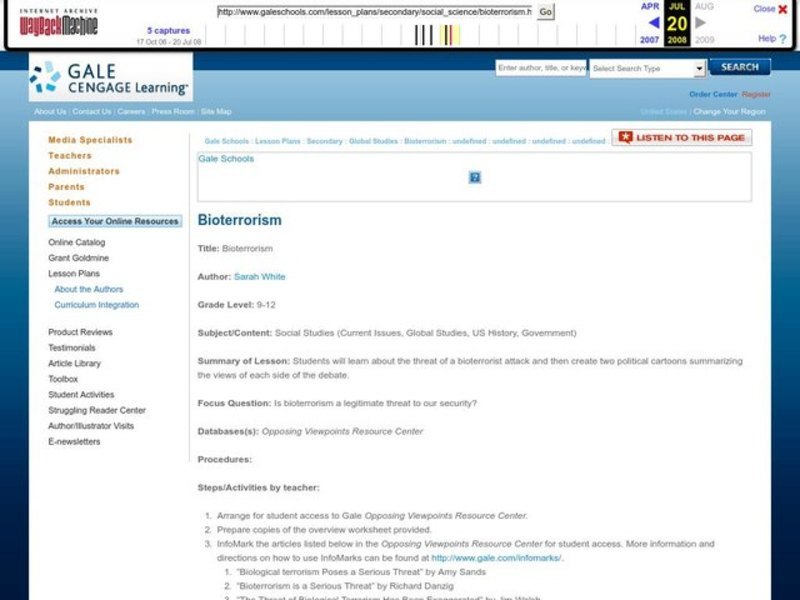 Bioterrorism Lesson Plan