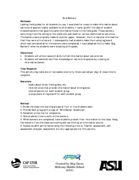 Bird Banners Lesson Plan