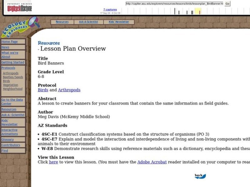 Bird Banners Lesson Plan