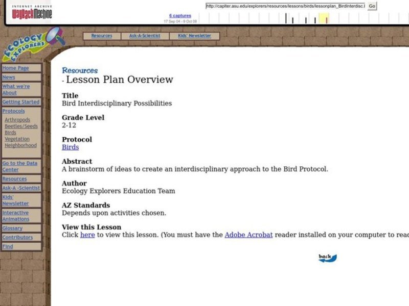 Bird Interdisciplinary Possibilities Lesson Plan