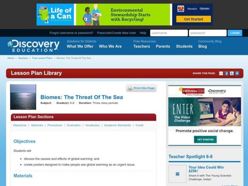 Biomes: the Threat of the Sea Lesson Plan