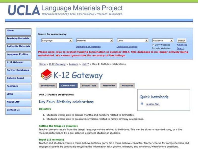 Birthday Celebrations Lesson Plan