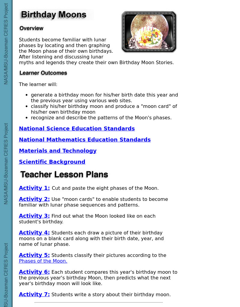 Birthday Moons Lesson Plan