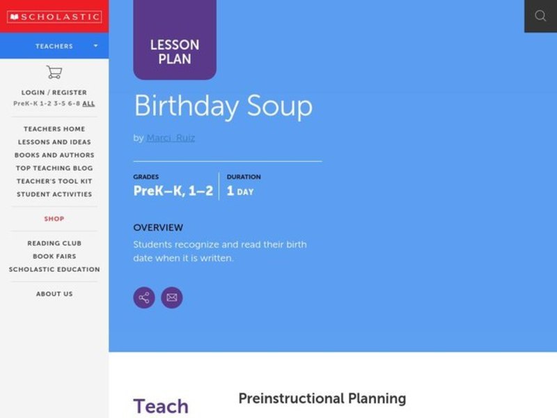 Birthday Soup Lesson Plan