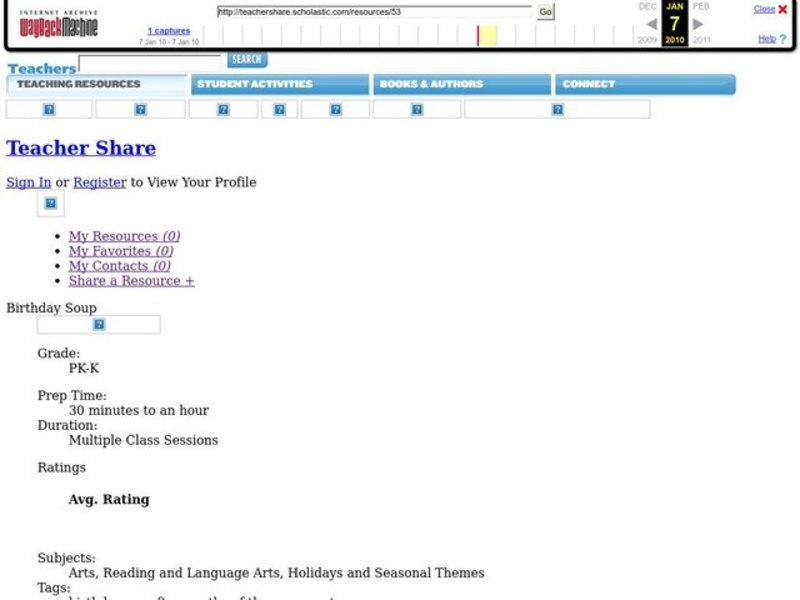 Birthday Soup Lesson Plan