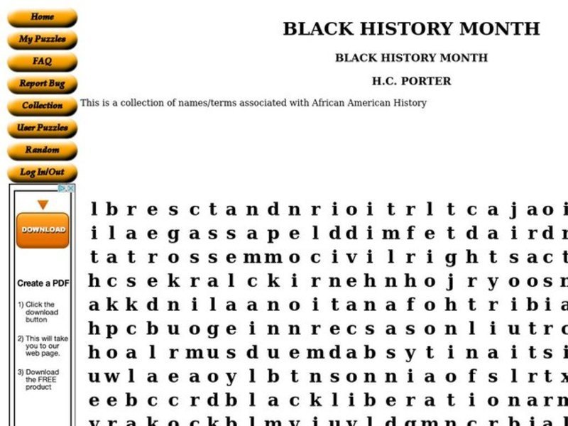 Black History Month Worksheet