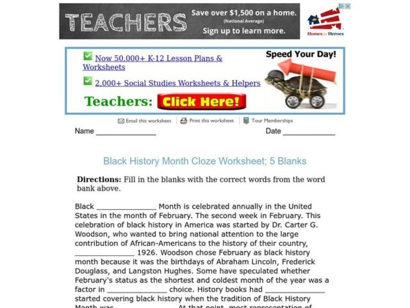 Black History Month Worksheet