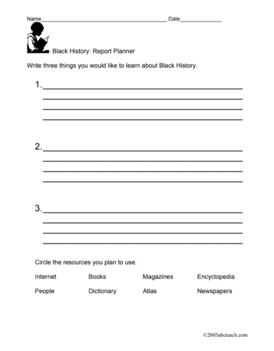 Black History: Report Planner Organizer