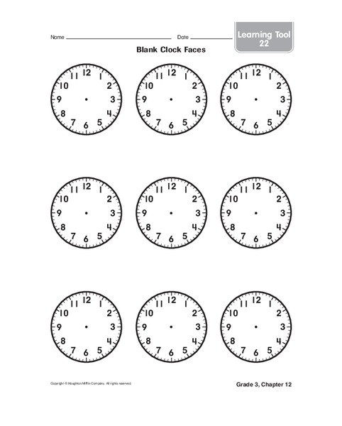 Blank Clock Faces Worksheet