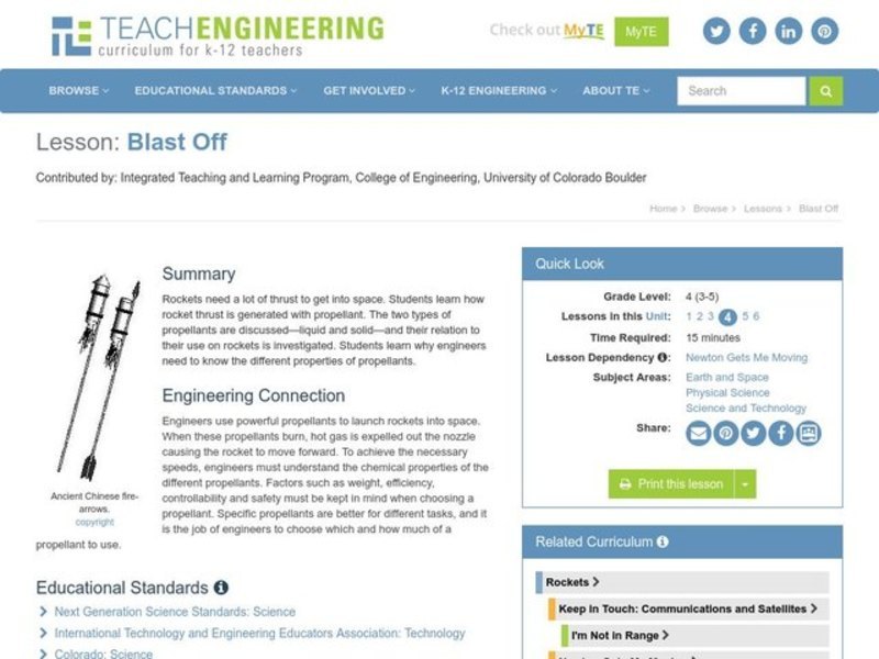 Blast Off Lesson Plan