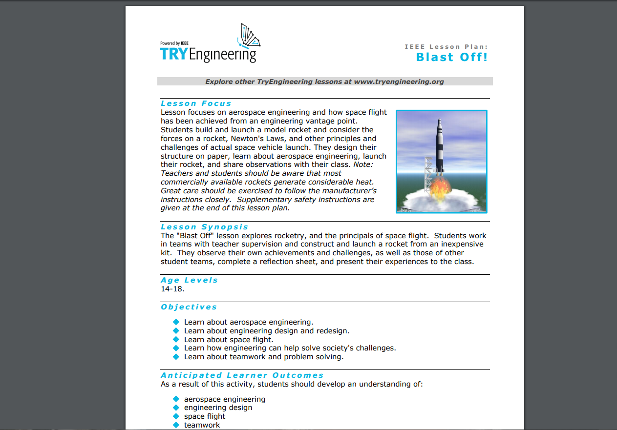 Blast Off! Lesson Plan