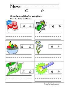Blends: fl and fr Worksheet