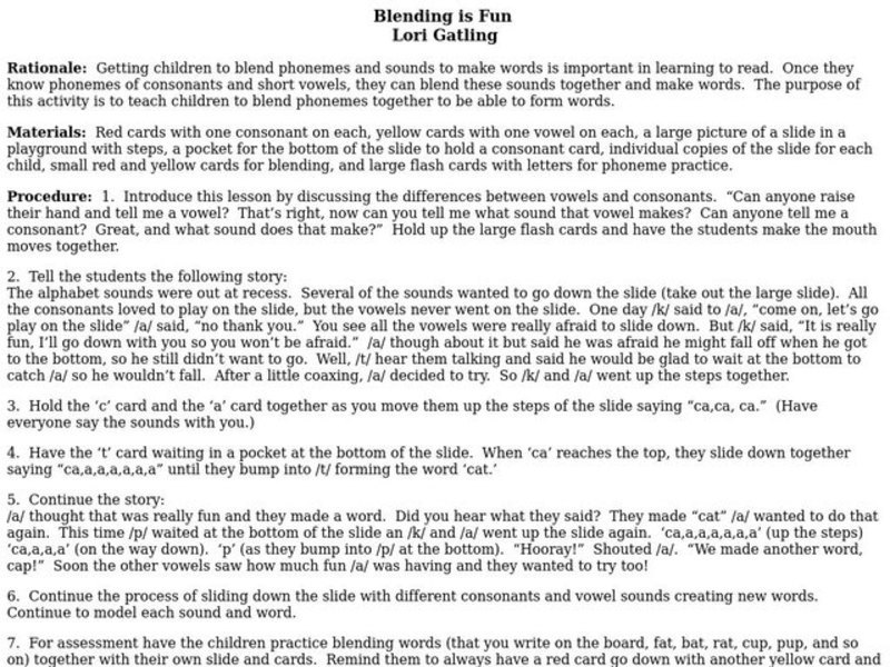 Blending is Fun Lesson Plan