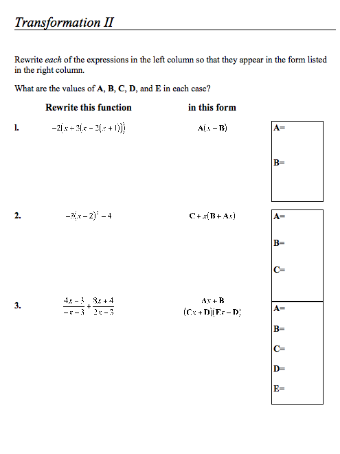 Transformation II Assessment