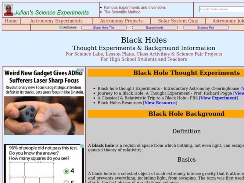 Black Holes Lesson Plan