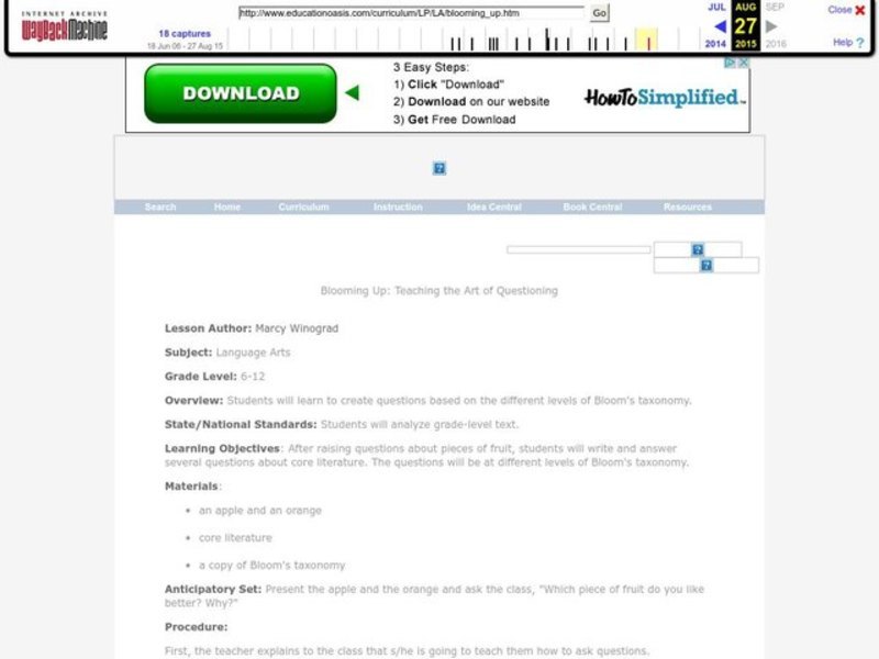 Blooming Up: Teaching the Art of Questioning Lesson Plan