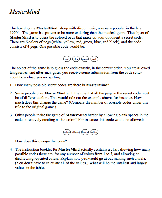 MasterMind Assessment
