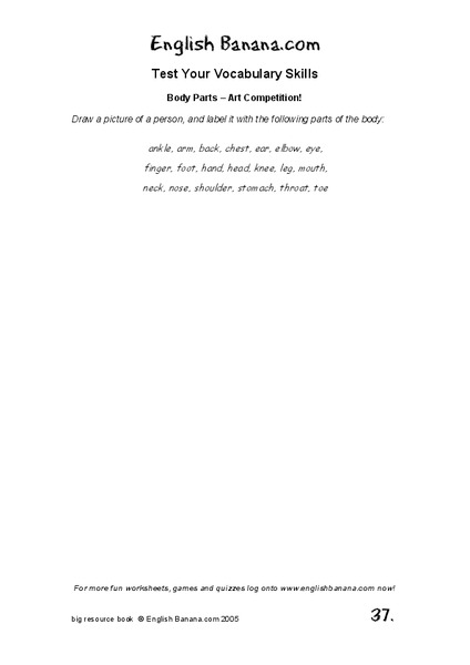 Body Parts Worksheet