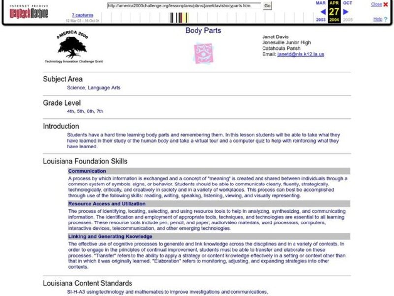 Body Parts Lesson Plan