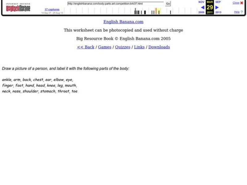 Body Parts Worksheet