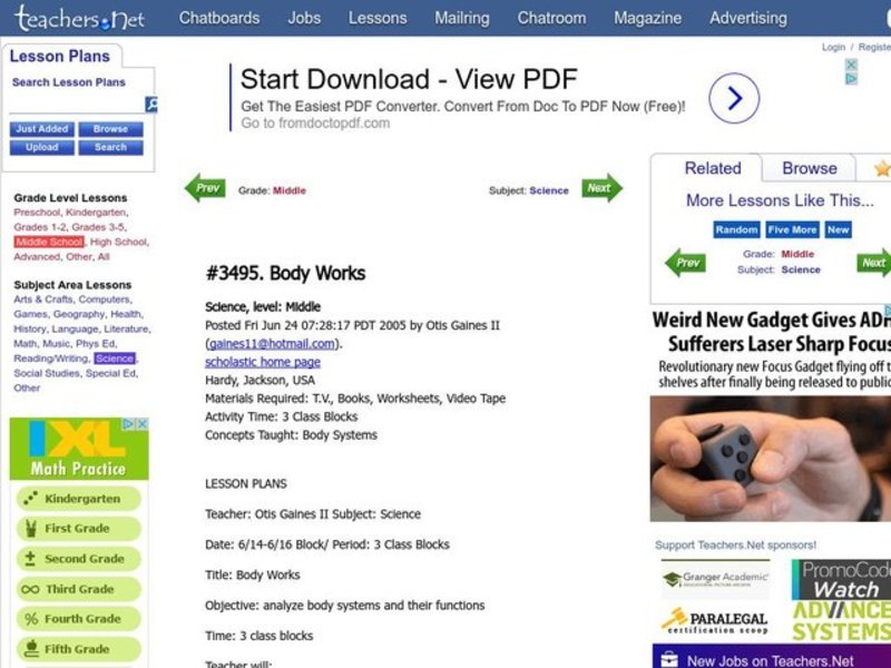 Body Works Lesson Plan