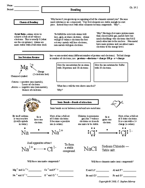 Bonding Worksheet