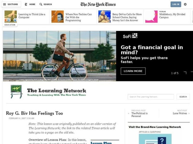 Roy G. Biv Has Feelings Too Lesson Plan