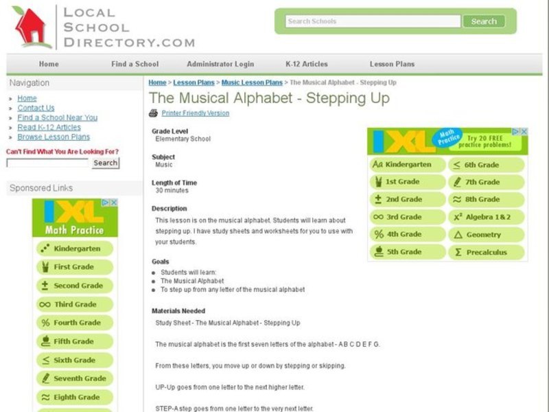 The Musical Alphabet-Stepping Up Lesson Plan