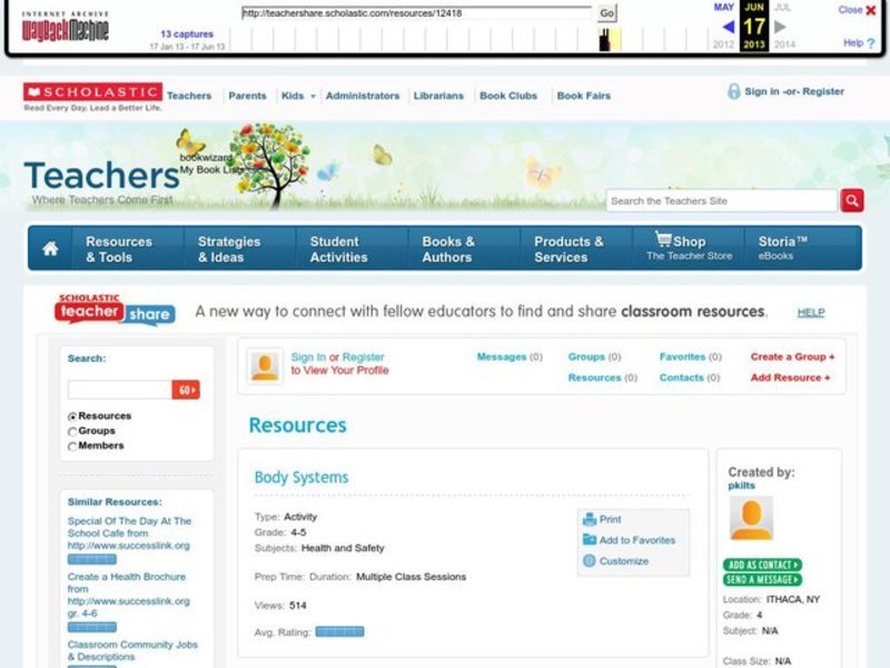 Body Systems Lesson Plan