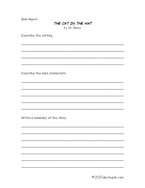 Book Report Lesson Plan