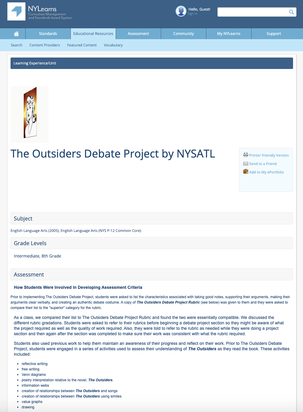 The Outsiders Debate Project Lesson Plan