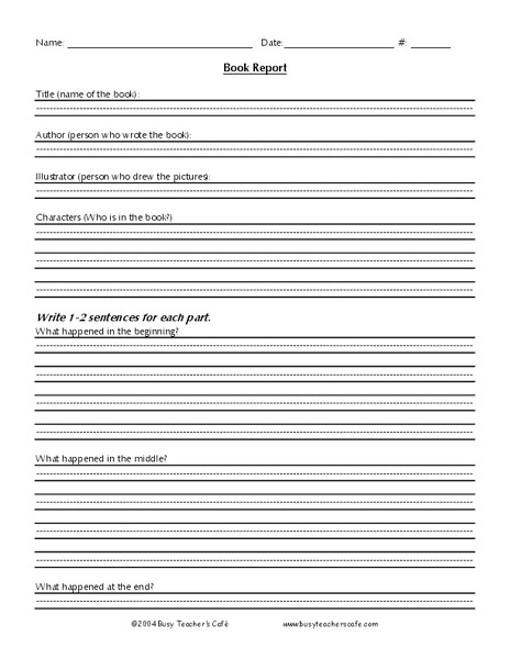 Book Report Lesson Plan