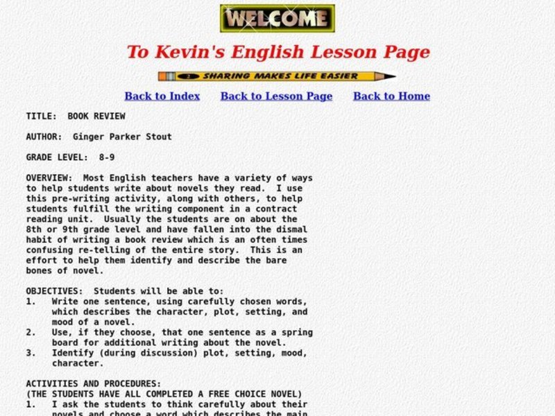 Book Review Lesson Plan