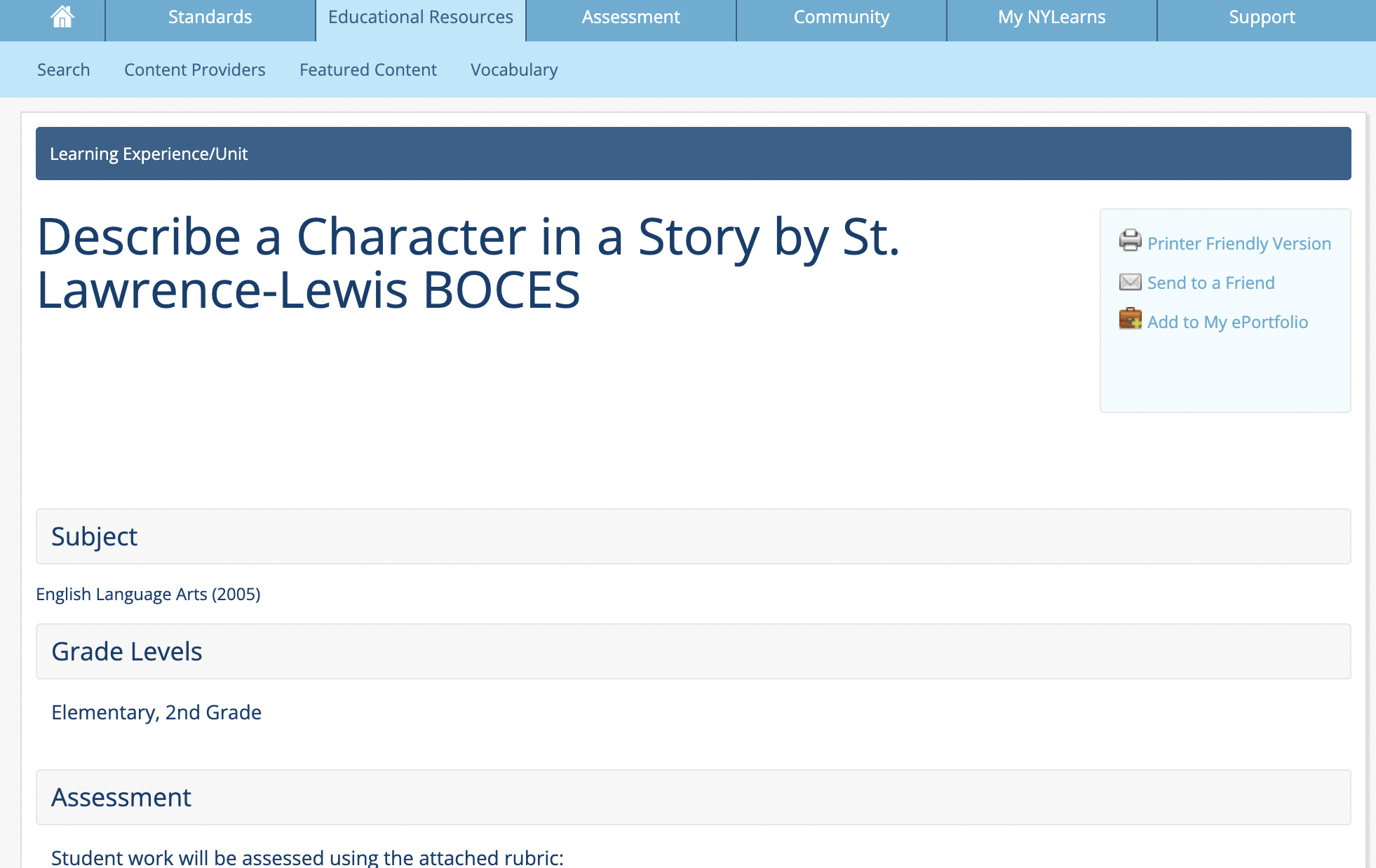 Describe a Character in a Story Lesson Plan