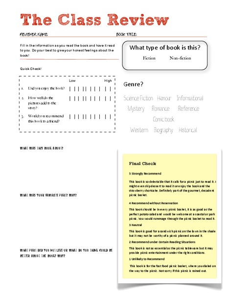 Book Review Printables