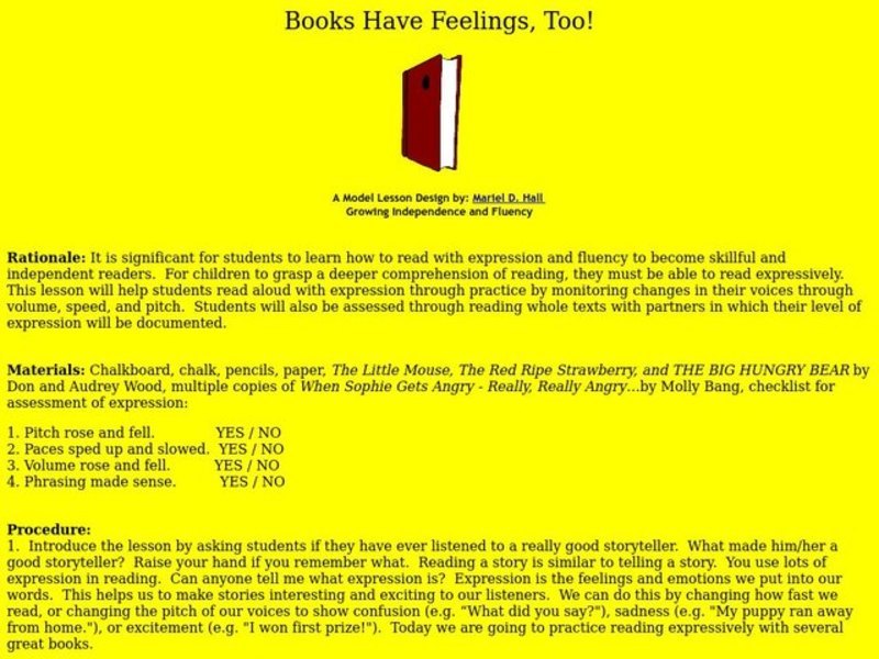 Books Have Feelings Too Lesson Plan