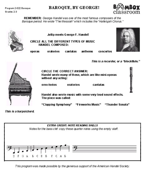 Boombox Classroom: Baroque, By George! Worksheet