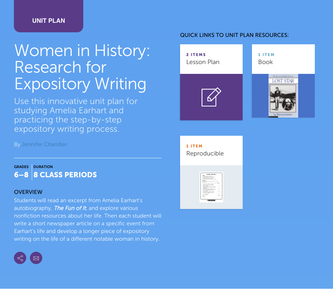 Women in History: Research for Expository Writing Unit Plan