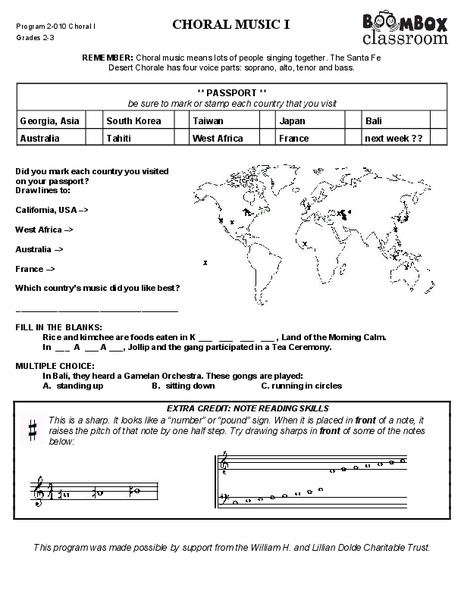 Boombox Classroom: Choral Music I Worksheet