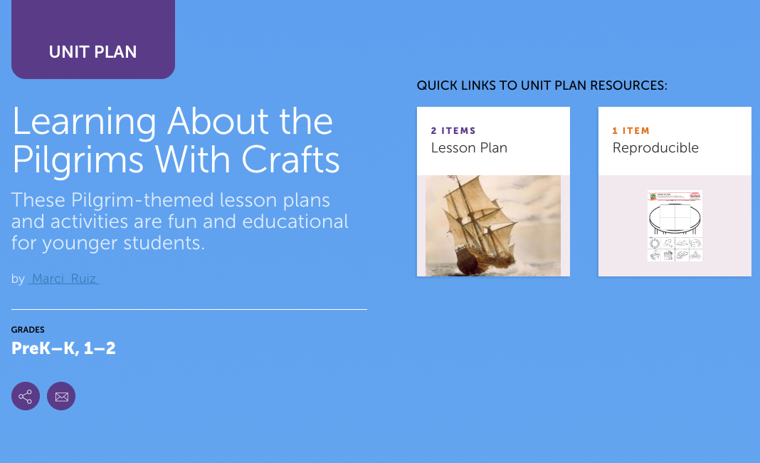 Learning About the Pilgrims With Crafts Unit Plan