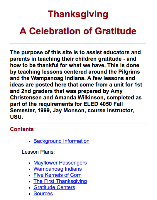 Thanksgiving: A Celebration of Gratitude Unit Plan