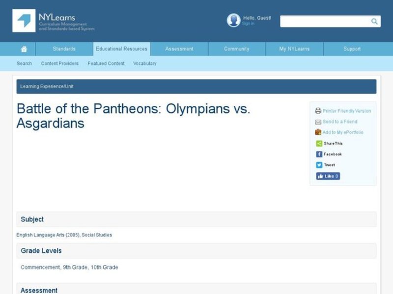 Battle of The Pantheons Unit Plan
