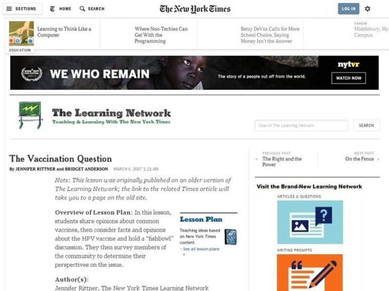 The Vaccination Question Lesson Plan